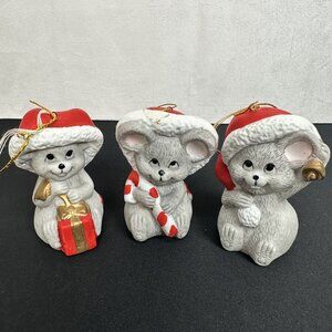 Vintage House Of Lloyd Homespun Mouse Trio Christmas Ornaments Set